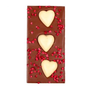 Vrolijke chocolade reep met hartjes