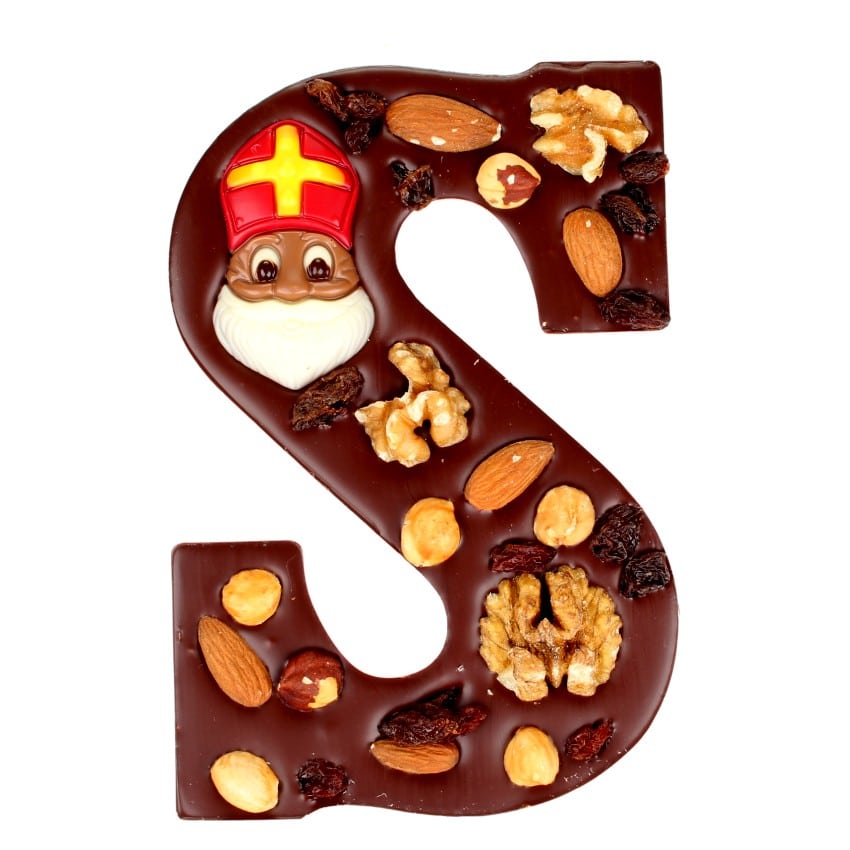 Luxe chocoladeletter met noten puur
