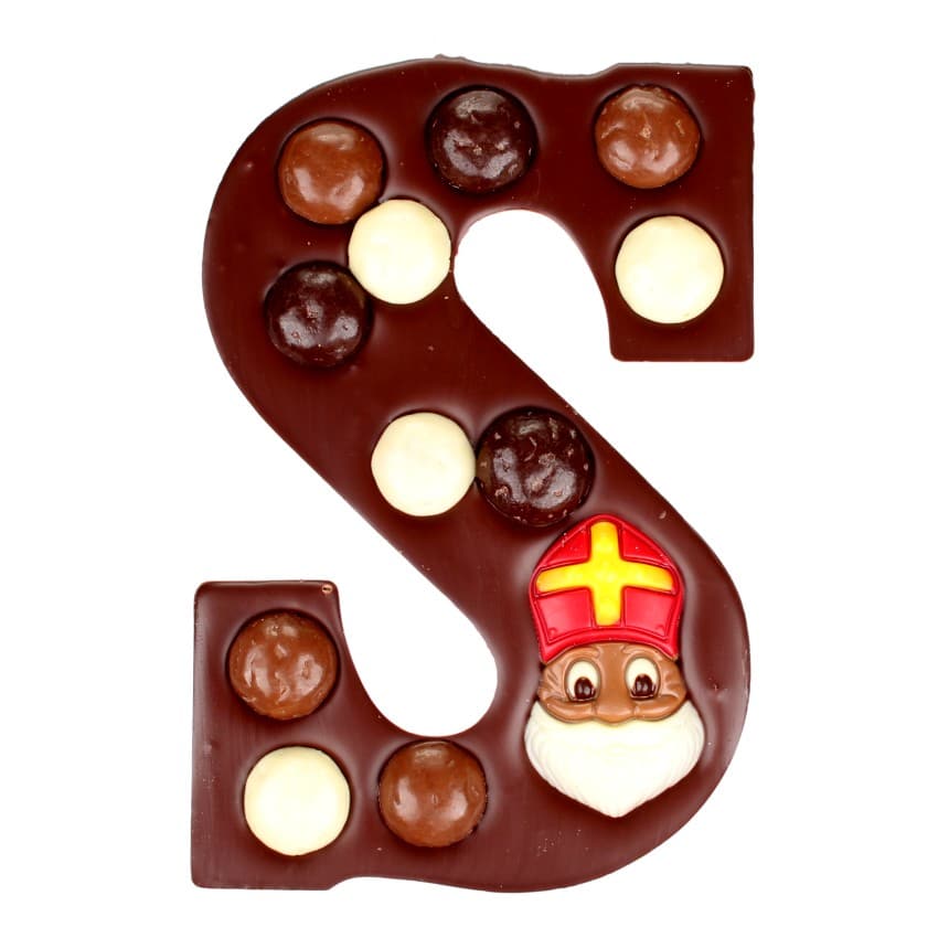 Luxe pure chocoladeletter met pepernoten
