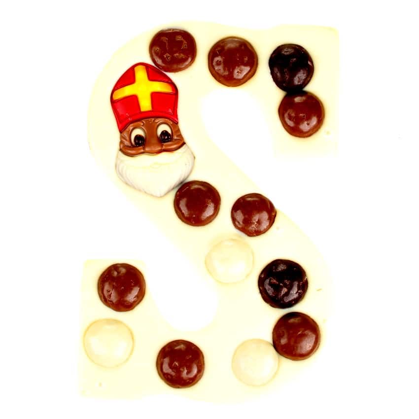 Luxe witte chocoladeletter met pepernoten