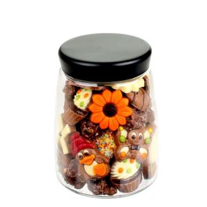 Glazen pot met chocolademix